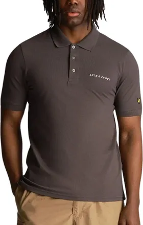 Lyle & Scott Mens Lyle & Scott Plain Embroidered Logo Gunmetal Grey Polo Shirt - Brown - Size: 38