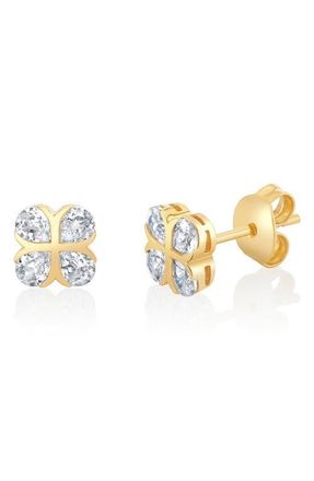Crislu Pear Shape 4-Stone Stud Earrings in 18Kt Yellow Gold /Clear Stone at Nordstrom