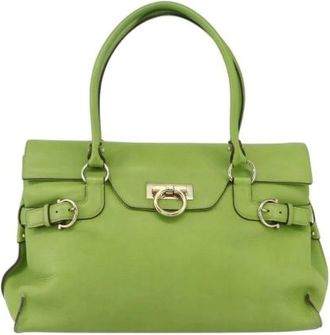 Ferragamo Pre-owned Handbags, female, Green, Size: ONE SIZE Pre-owned Leather Handbag