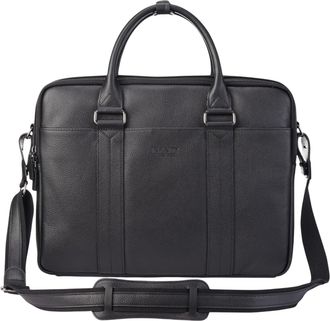 Infinity Leather Genuine Leather Navy Laptop Business Briefcase Office Work Travel Bag - Sutton