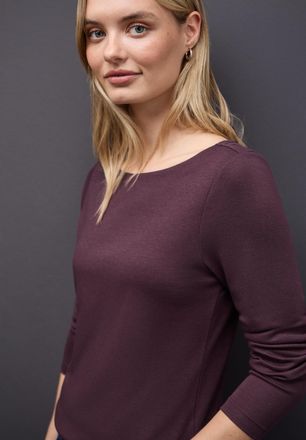 Street One Langarmshirt STREET ONE Style Lanea, Damen, Gr. 34, jazz berry, Jersey, Obermaterial: 50% Baumwolle, 50% Modal. Futter: 100% Baumwolle, unifarben, reg