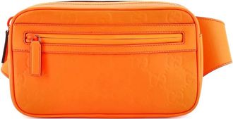Gucci Front Zip GG Rubber Effect Leather belt bag - Oranje