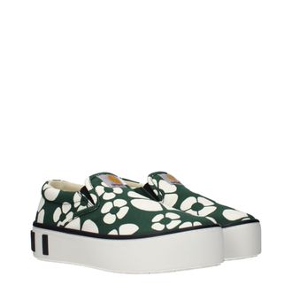 Marni Polka-Dot Canvas Slip-On - Green