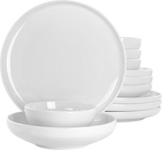 Gibson Home 12 Piece Fine Ceramic Dinnerware Set in Bright White at Nordstrom