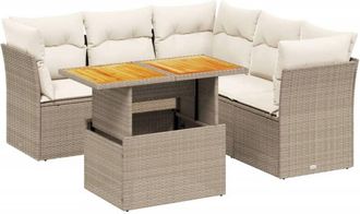 vidaXL Juego De Sof&aacute;s Jard&iacute;n Con Cojines 5 Pzas Rat&aacute;n Sint&eacute;tico Beige Vidaxl