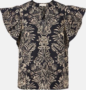 Ulla Johnson Severine printed cotton poplin top