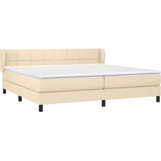 vidaXL Vidaxl - Cama Box Spring Con Colch&oacute;n Tela Color Crema 200x200 Cm