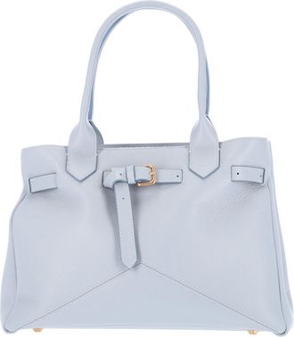 Ballantyne Structured Light Blue Calf Leather Tote With Adjustable Buckle