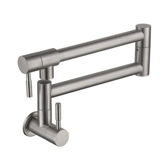 OEM Grifo Mezclador De Cocina Mural, Grifo Plegable, Monomando Para Fregadero De Cocina En Acero Inoxidable Cepillado, Agua Fr&iacute;a, Color Plata