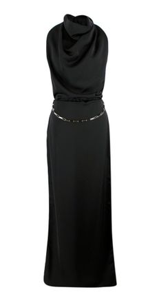 The Attico Black Chain Embellished Open-Back Satin Gown Size S