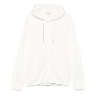 Eleventy Zip-throughs, male, White, L, Zip Front Cotton Hoodie
