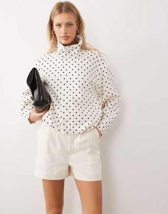 Nobody's Child Silsoe - Pantaloncini in misto lino color crema in coordinato-Bianco