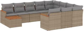 vidaXL Juego De Sof&aacute;s Jard&iacute;n Con Cojines Beige Mezcla 11 Pzas Rat&aacute;n Pe Vidaxl