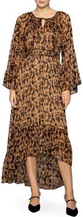 Melloday Print Long Sleeve Dress in Animal at Nordstrom Rack, Size X-Large