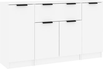 vidaXL Aparadores 3 Piezas Madera Contrachapada Blanco Vidaxl