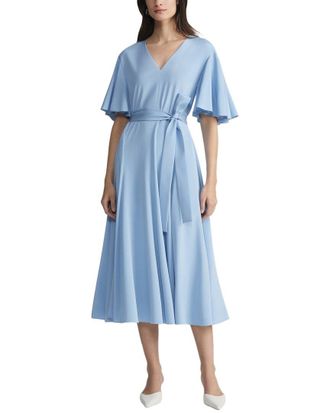 Lafayette 148 New York Belted Flounced Sleeve Silk-Blend Dress