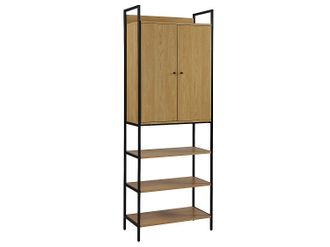 Vente-Unique Armario ropero TAPORA - 2 puertas, 3 estanter&iacute;as y 1 barra para colgar la ropa - Color: roble y negro