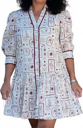 Pinch Design Vanessa Western Print Dress In Off-White