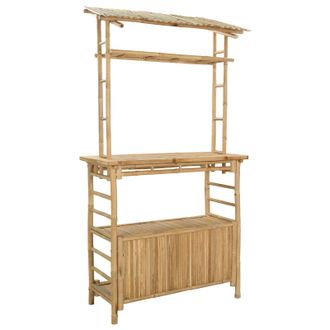 vidaXL Mesa De Bar Exterior Natural 110 X 50 X 210 Cm Bamb&uacute; Vidaxl