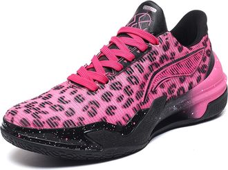 Generic Mens Basketball Shoes Anti Slip Wear-Resistant Shock-Absorbing Rebound Outdoor Sports Training Walking Shoes(Pink,8.5 UK)