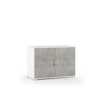 Terraneo Terraneo - Mueble Con Doble Puerta Y Estante Blanco Con Puertas De Hormig&oacute;n
