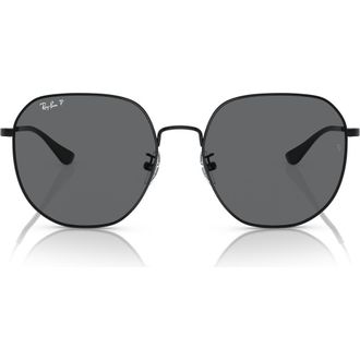 Ray-Ban 60mm Polarized Round Sunglasses in Black /Dark Grey Polar at Nordstrom
