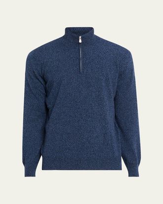 Brunello Cucinelli Mens Cashmere Mouline Quarter-Zip Sweater
