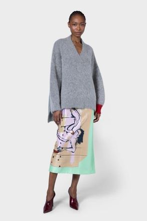 Roksanda Ilincic Tehla V-Neck Knitted Sweater in Light Grey at Nordstrom, Size X-Small