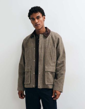 Jack & Jones giacca barn con doppia tasca e colletto in corduroy marrone