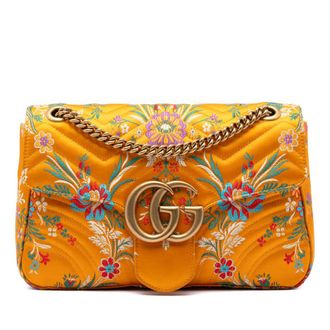 Gucci Pre-owned Gucci Large GG Marmont Matelasse Silk Embroidered Floral Shoulder Bag Ladies CAZH2FIO9O6IE3IF