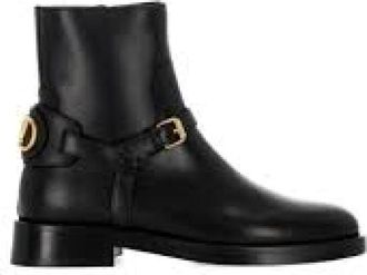 Valentino VLogo Signature Enkellaars - Dames - Enkellaarsjes - Zwart - 37 1/2 EU - Leer - Schoenen