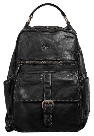 X-zone Laptoprucksack X-ZONE, Damen, Gr. B/H/T: 37cm x 28cm x 13cm, onesize, schwarz, Leder, Rindsleder, Retro, Rucks&auml;cke Laptoprucksack, echt Leder, Made in