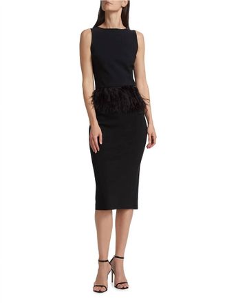 La Petite Robe Di Chiara Boni Aidos Feather Peplum Midi-Dress In Nero