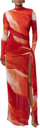 JLUXLABEL Heatwave Mesh Maxi Dress in Red at Nordstrom, Size X-Large