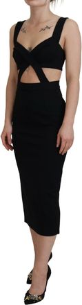 Dolce & Gabbana Womens Black Viscose Bodycon Sheath Midi Dress