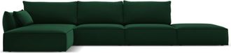 BLOOMINGLOFT 5-Sitzer Design Ecksofa Vanda mit Eckteil links - Samtbezug