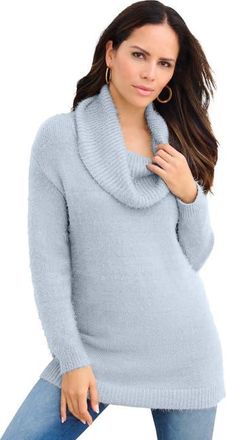 Roaman's Eyelash Cowl Neck Sweater in Pearl Grey at Nordstrom, Size 36