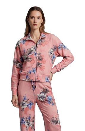 Lords of Harlech Exotic Floral Womens Cropped Zip Jacket in Exotic Floral Coral at Nordstrom, Size Xx-Large