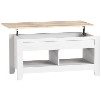 HOMCOM Mesa centro elevable 105x50x49 cm blanco y natural