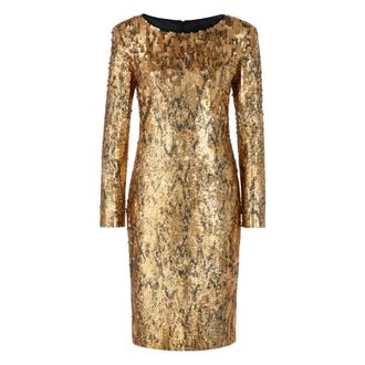 Marc Cain Sequin Dress - Dames - Feestkleedjes - Geel - 2XL - Pailletten - Kleedjes
