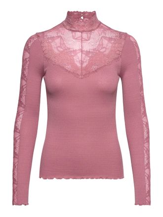 Rosemunde Langarmshirt ROSEMUNDE Beatha silk shirt, Damen, Gr. XL, rosa (altros&eacute;), Web, Obermaterial: 55% Seide, 45% Baumwolle, unifarben, figurbetont h&uuml;ftlang,