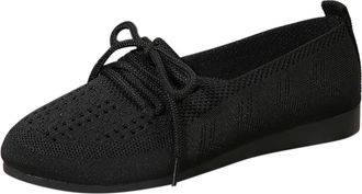 Generic Women Fly Weave Casual Footwear Airy Flat Sole Slip On Walking Shoe Lightweight Comfort Design for Everyday Use (Black, 6.5)