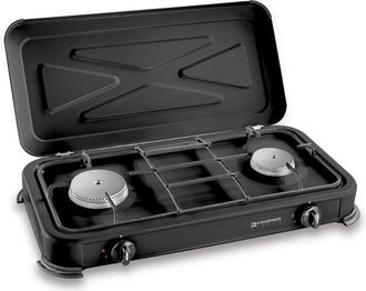Kemper Cocina De Gas Butano/propano Esmaltada 2 Quemadores, Negra, 570 X 300 X 65 Mm