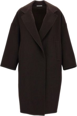 Dusan Brown Unlined Dropped Shoulder Oversized Wool Coat