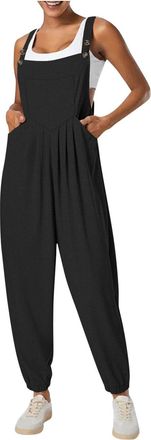 Generic Womens Jumpsuits High Waisted Sleeveless Dungarees with Pcokets Cinch Bottom Ladies Summer Casual Dungarees Romper summer jumpsuits for women Black M