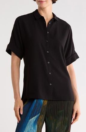 Lafayette 148 New York Remy Short Sleeve Top in Black at Nordstrom Rack, Size Petite