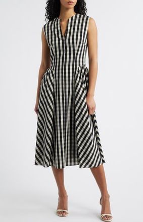 Lucy Paris Vivian Gingham Midi Dress in Black at Nordstrom, Size X-Large