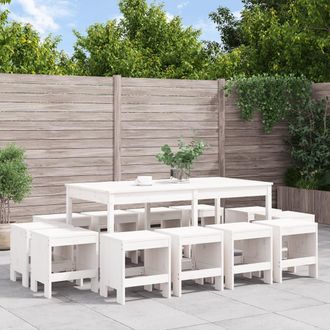 vidaXL Juego De Comedor De Jard&iacute;n 13 Piezas Madera Maciza Pino Blanco Vidaxl