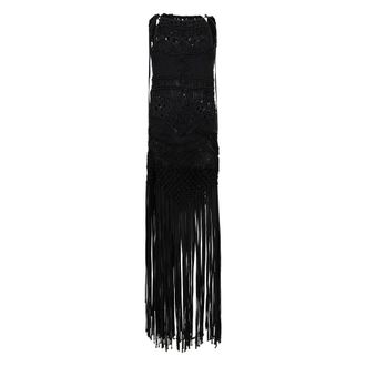 Alberta Ferretti Long Dress with Fringes - female - Alberta Ferretti - Knitted Dresses - Black - L - Dresses