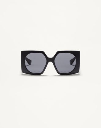 Valentino Occhiale Rettangolare In Acetato Donna NERO/GRIGIO 55